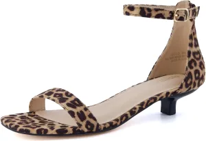 CUSHIONAIRE Solo Womens Kitten Heel Dress Sandal  1 Band Ankle Strap Heel with Cushioned Footbed & Faux Suede Upper