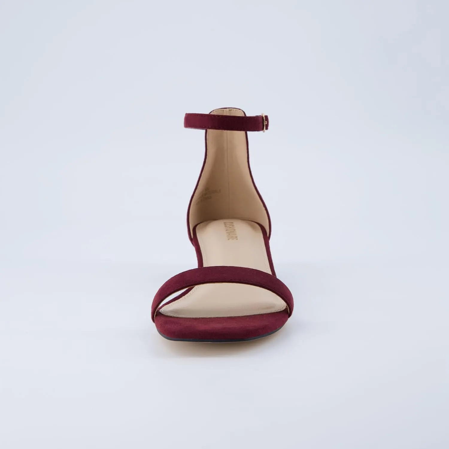 CUSHIONAIRE Solo Womens Kitten Heel Dress Sandal  1 Band Ankle Strap Heel with Cushioned Footbed & Faux Suede Upper