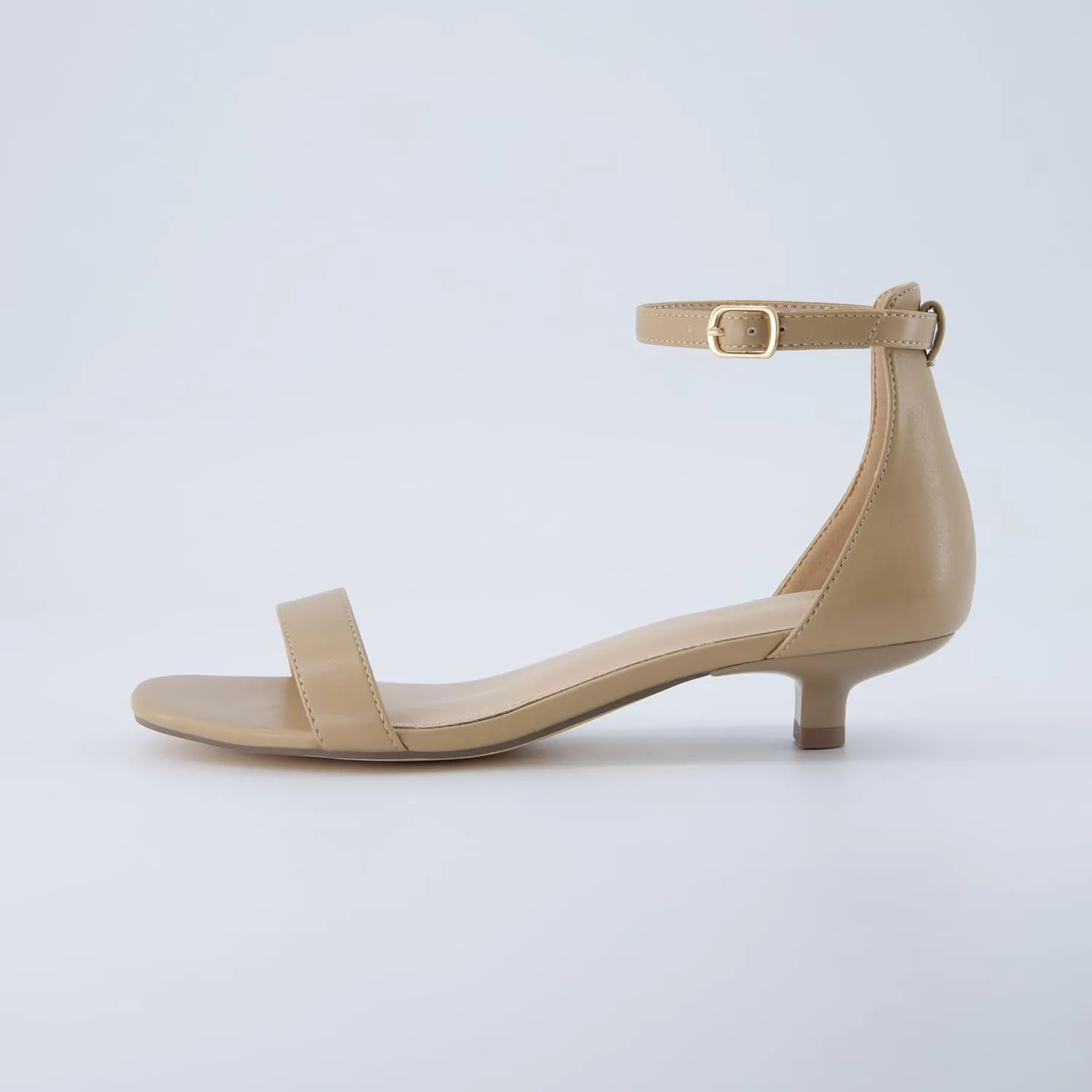 CUSHIONAIRE Solo Womens Kitten Heel Dress Sandal  1 Band Ankle Strap Heel with Cushioned Footbed & Faux Suede Upper