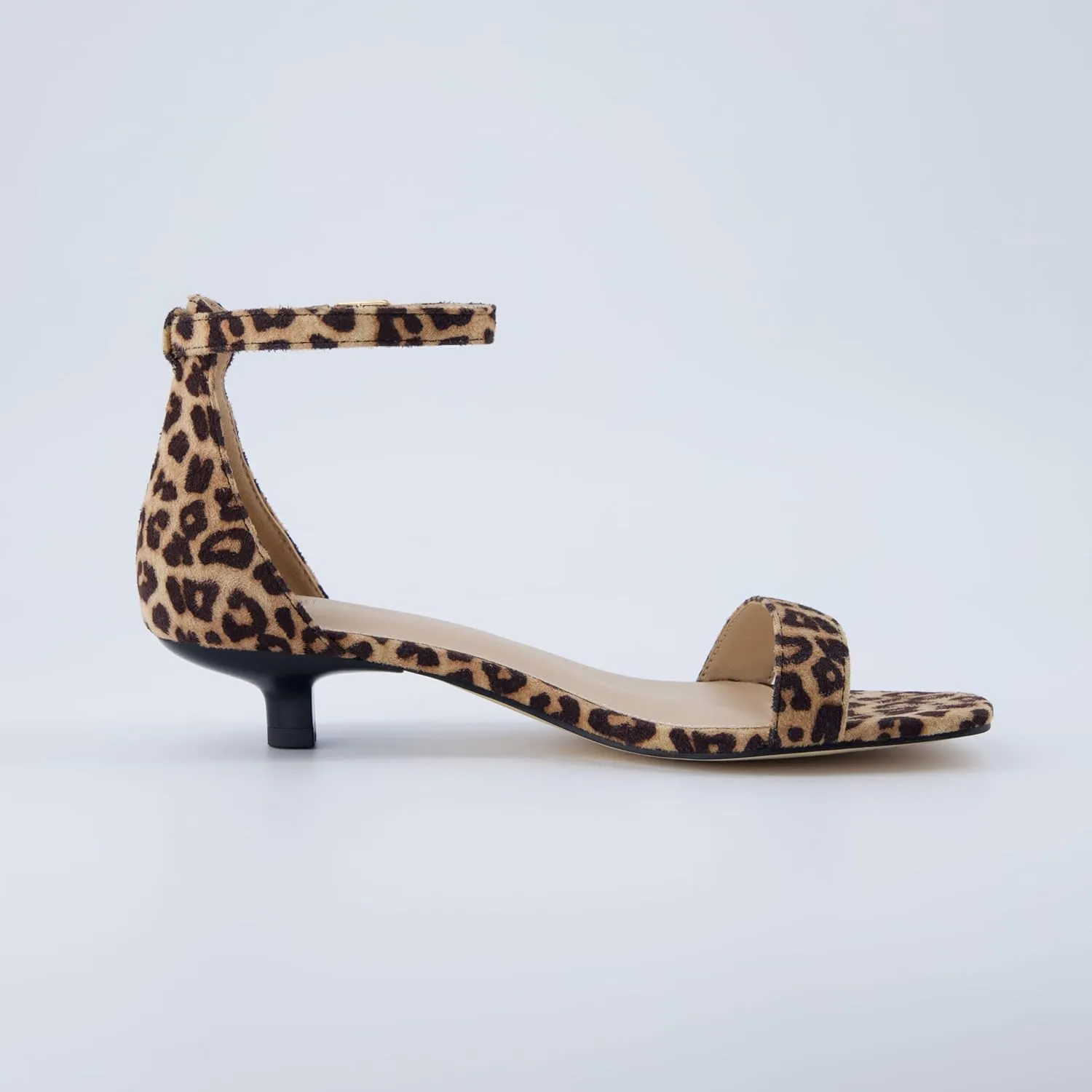 CUSHIONAIRE Solo Womens Kitten Heel Dress Sandal  1 Band Ankle Strap Heel with Cushioned Footbed & Faux Suede Upper