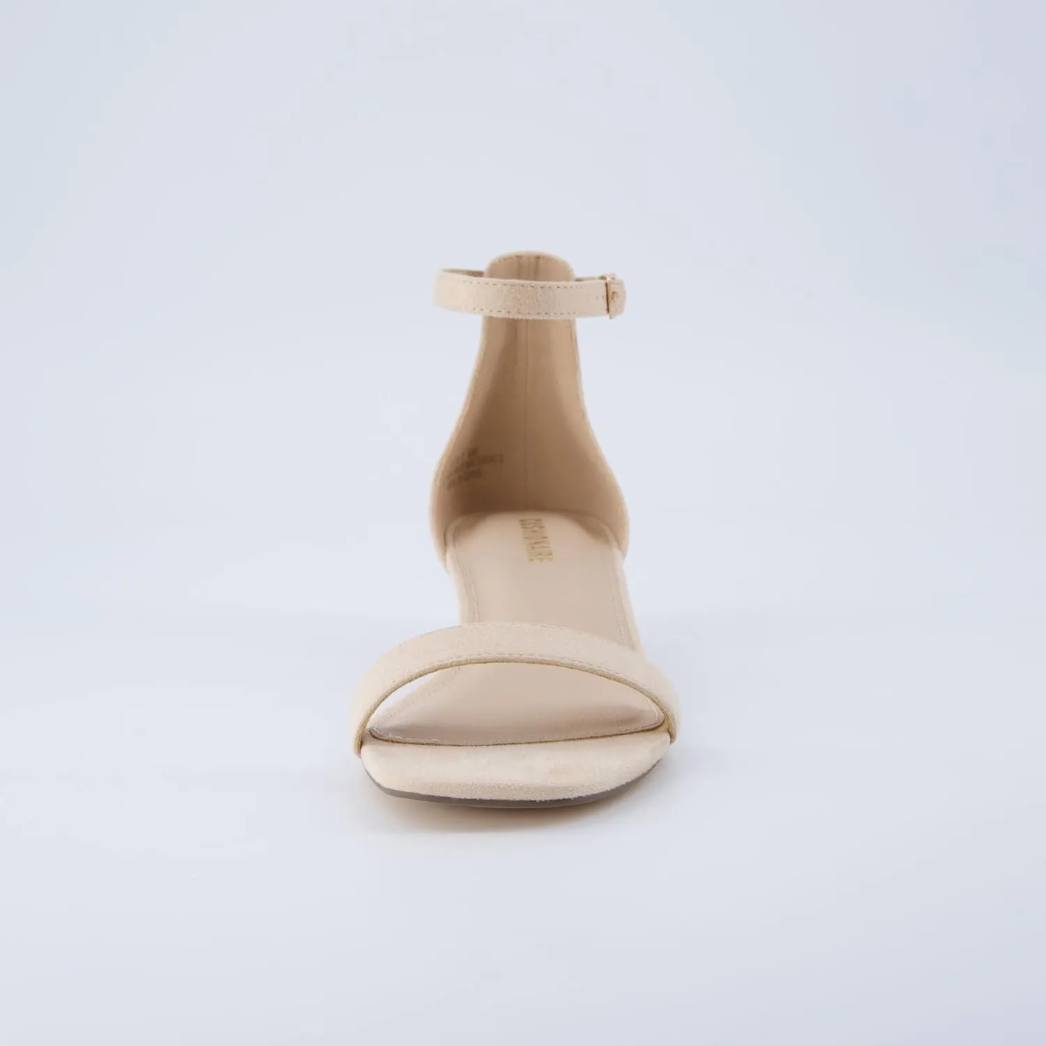 CUSHIONAIRE Solo Womens Kitten Heel Dress Sandal  1 Band Ankle Strap Heel with Cushioned Footbed & Faux Suede Upper