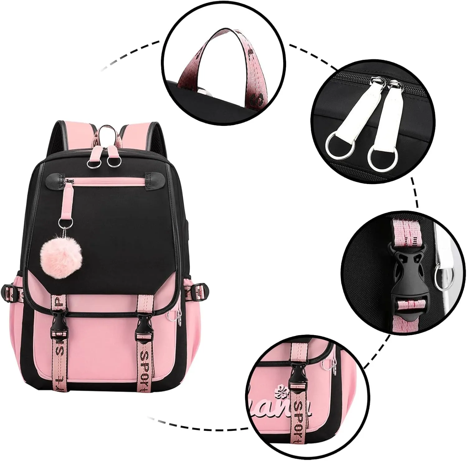 Custom Backpack for Girls Customized Pink Backpack for School Waterproof Kids Personalized Middle Schoolbag Children Bookbag