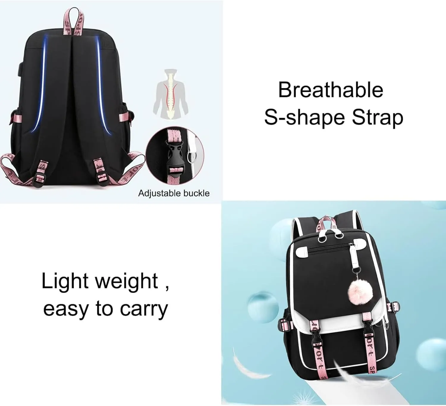 Custom Backpack for Girls Customized Pink Backpack for School Waterproof Kids Personalized Middle Schoolbag Children Bookbag