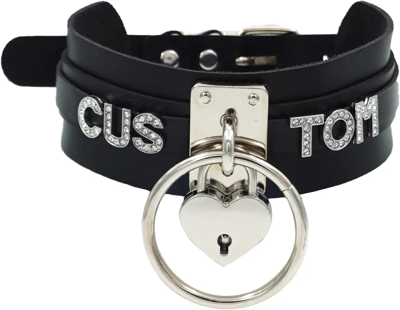 Custom Black Choker Collar For Women, Personalized Name Necklace punk gothic Vegan Leather Jewelry With Rhinestone Letters