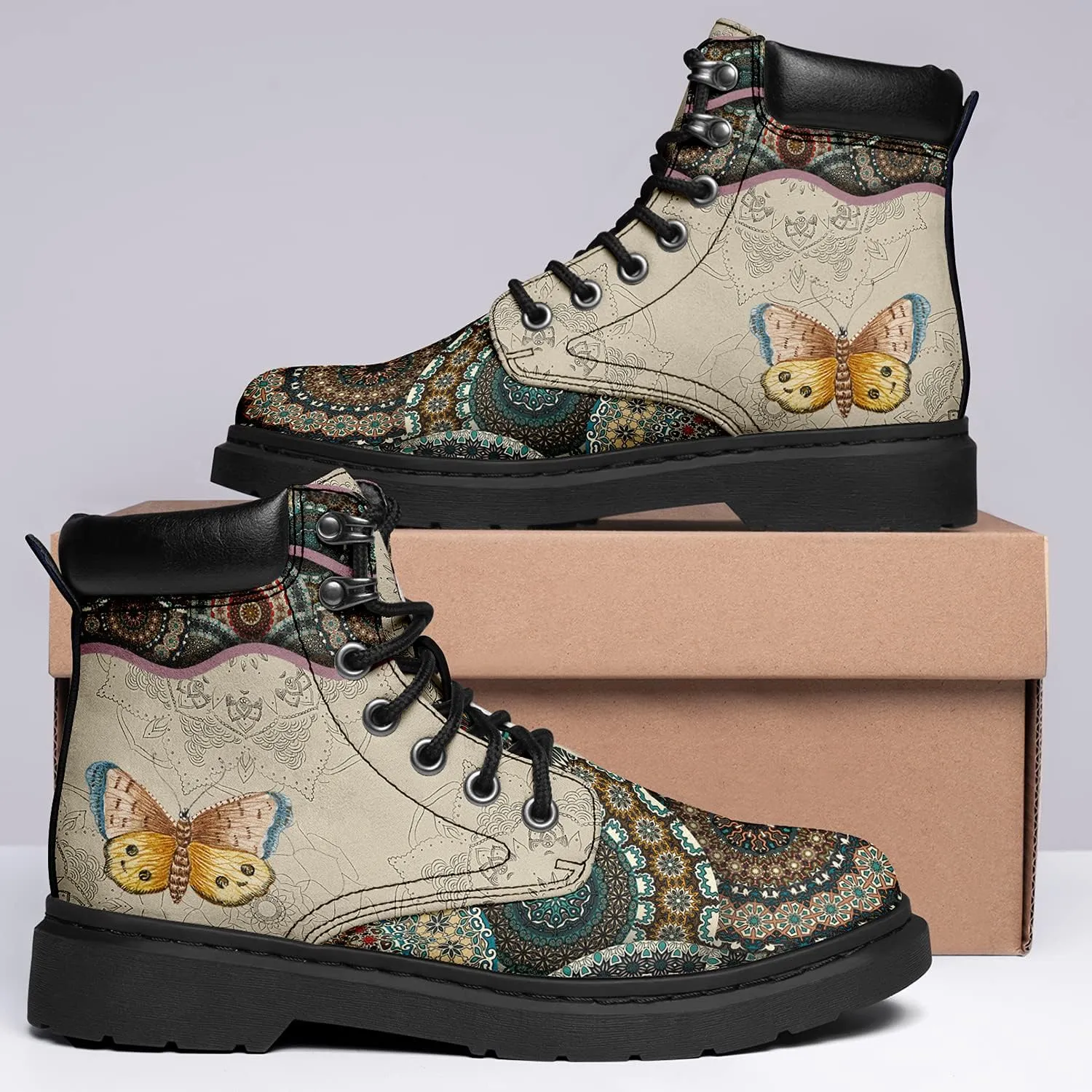 Custom Flower Mandala Animal Print Boots for Women Fashion Boots Winter Boots for Girl Lady