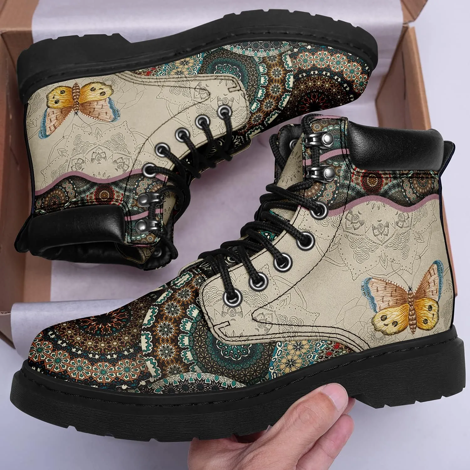Custom Flower Mandala Animal Print Boots for Women Fashion Boots Winter Boots for Girl Lady