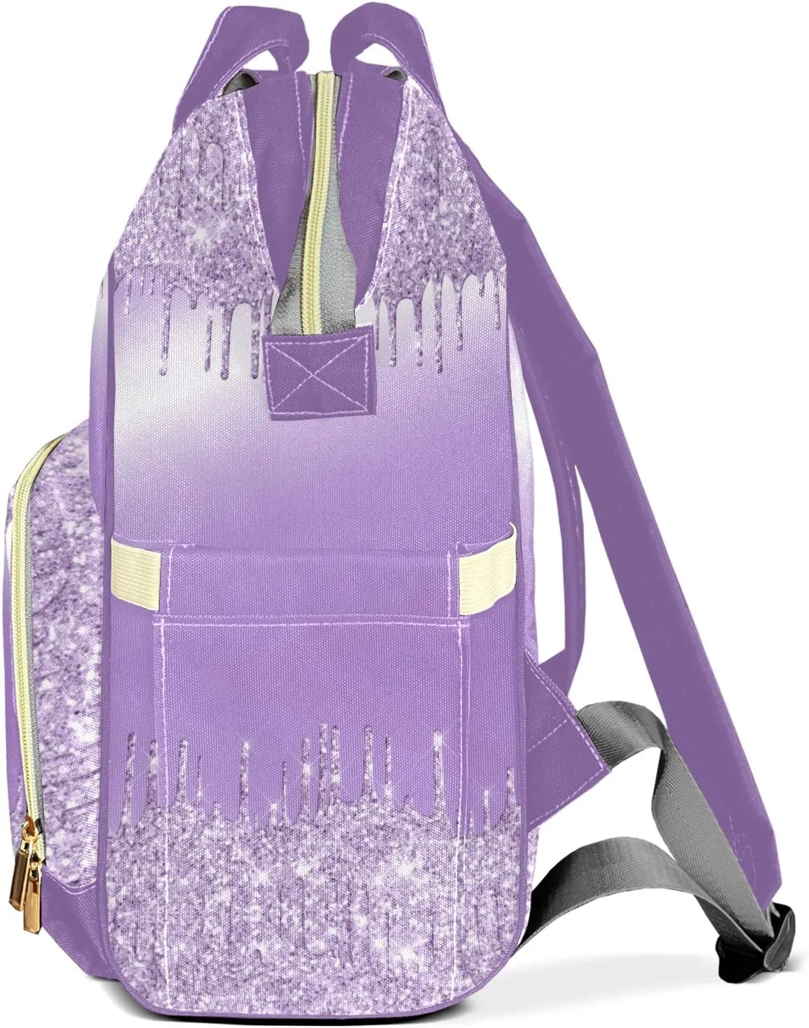 Custom Mummy Bags Purple Bling Print Diaper Bag Shoulder Backpacks Nursing Giving for Teenager