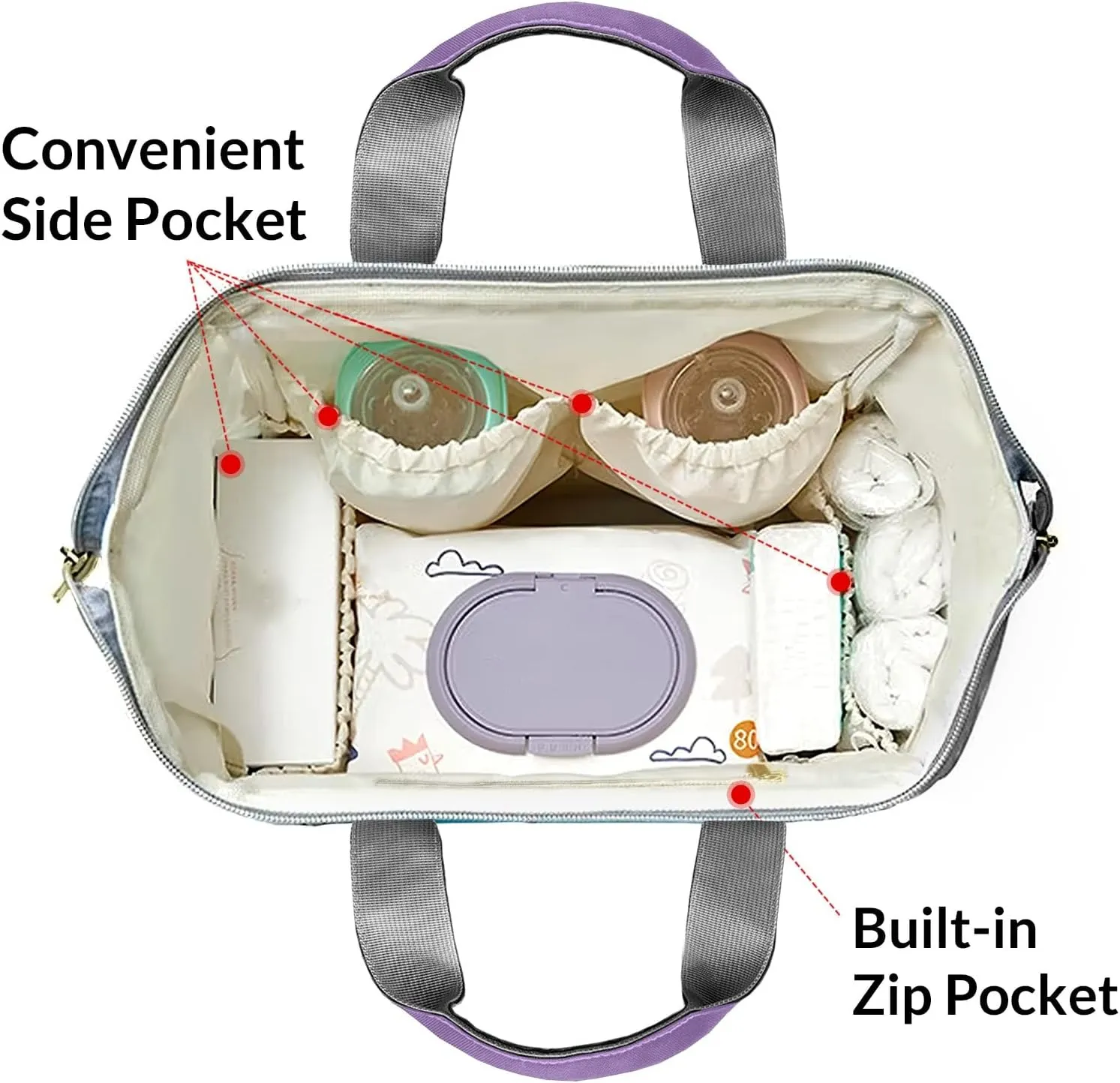Custom Mummy Bags Purple Bling Print Diaper Bag Shoulder Backpacks Nursing Giving for Teenager
