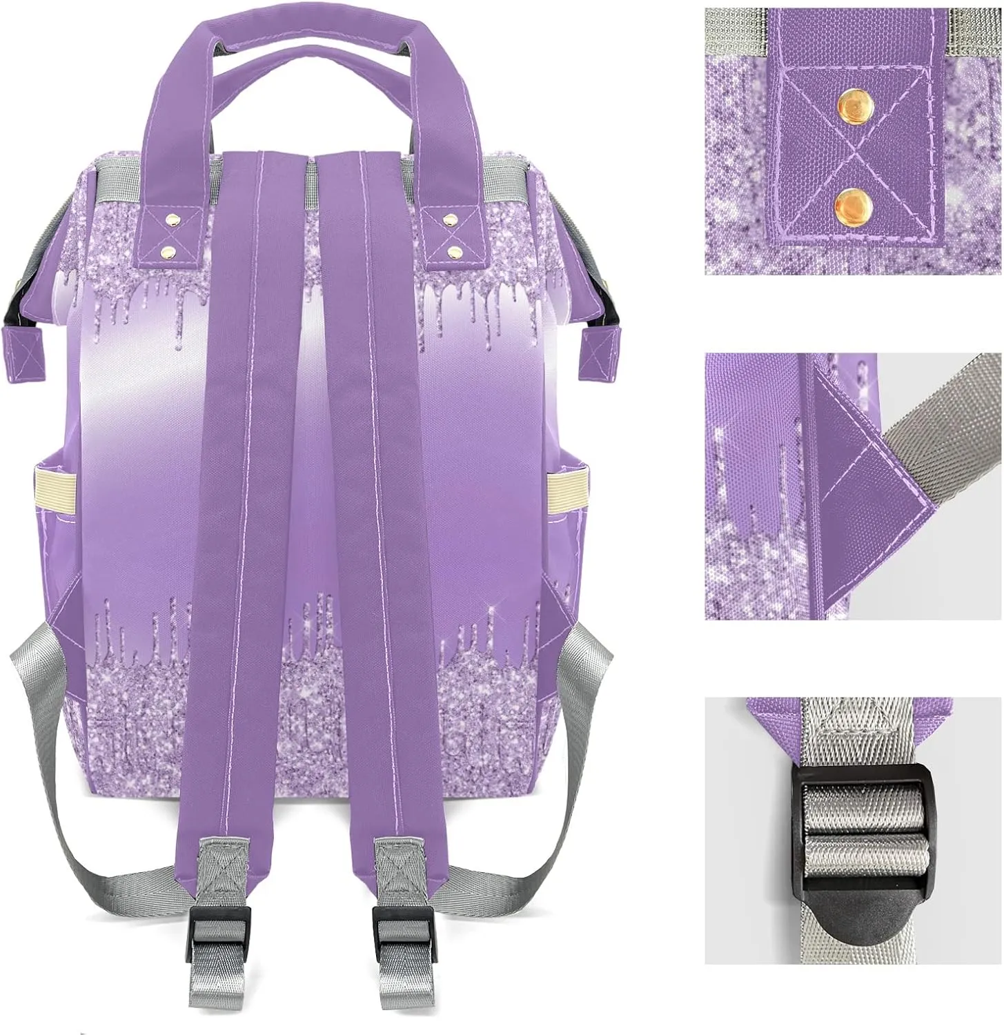 Custom Mummy Bags Purple Bling Print Diaper Bag Shoulder Backpacks Nursing Giving for Teenager