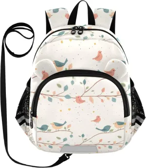 Cute Ears School Kid Backpack Leash Boys Girls Anti-Lost Personalized Diaper Bag Backpack with Reflective Strip S Parents' Day Bird Family