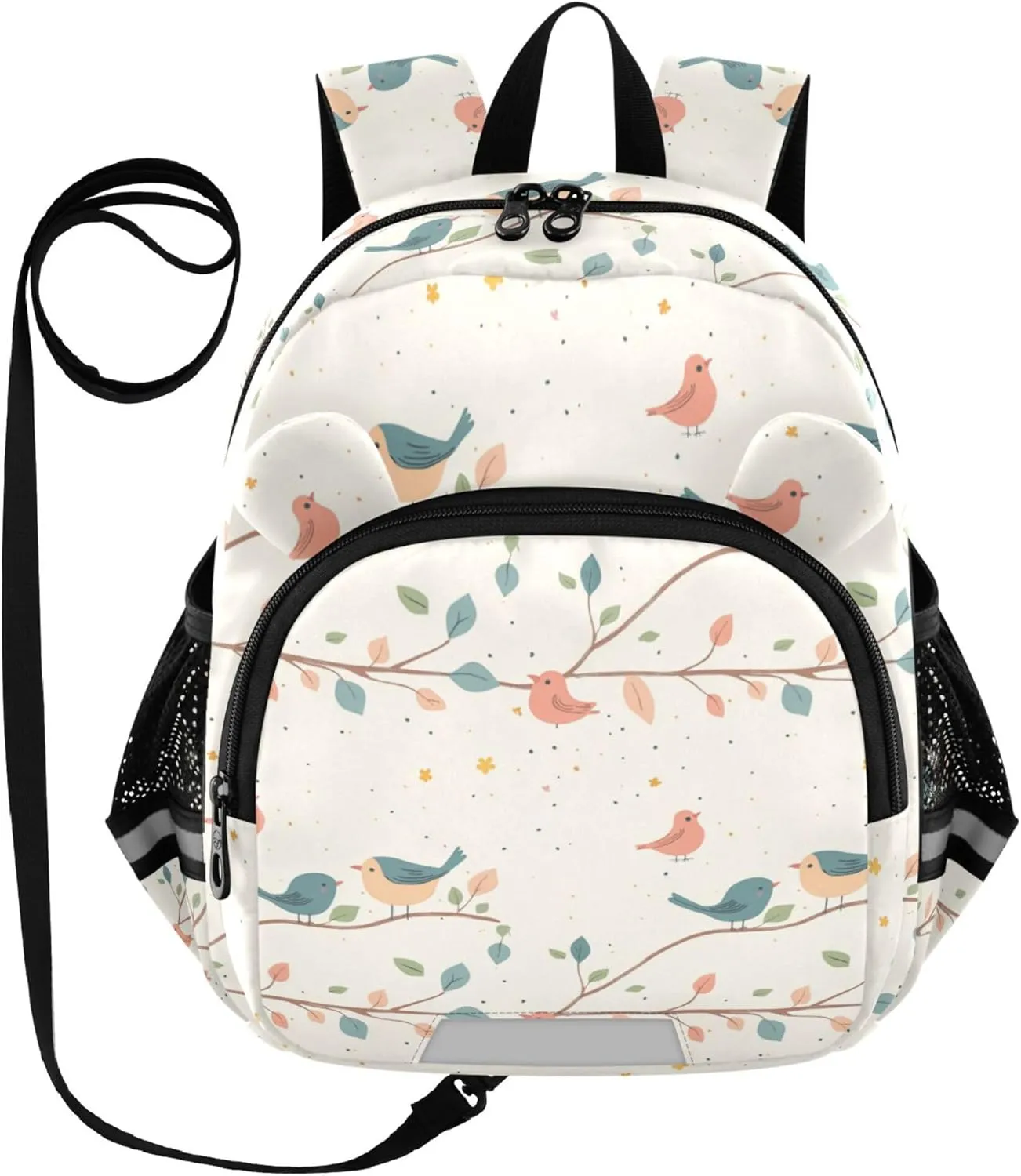 Cute Ears School Kid Backpack Leash Boys Girls Anti-Lost Personalized Diaper Bag Backpack with Reflective Strip S Parents' Day Bird Family
