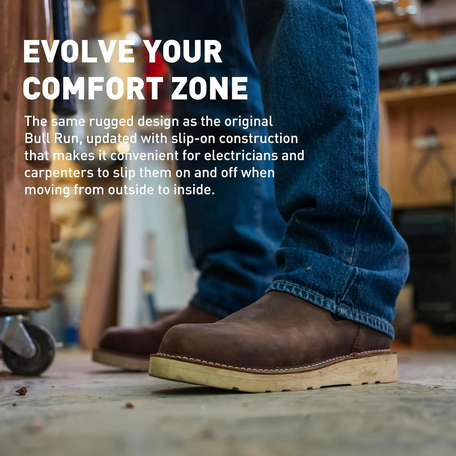Danner 6 Bull Run Chelsea Work Boots for Men - Oiled Full-Grain Leather Upper with Mesh Lining, 3-Density Cushion Footbed, and Non Slip Wedge Outsole