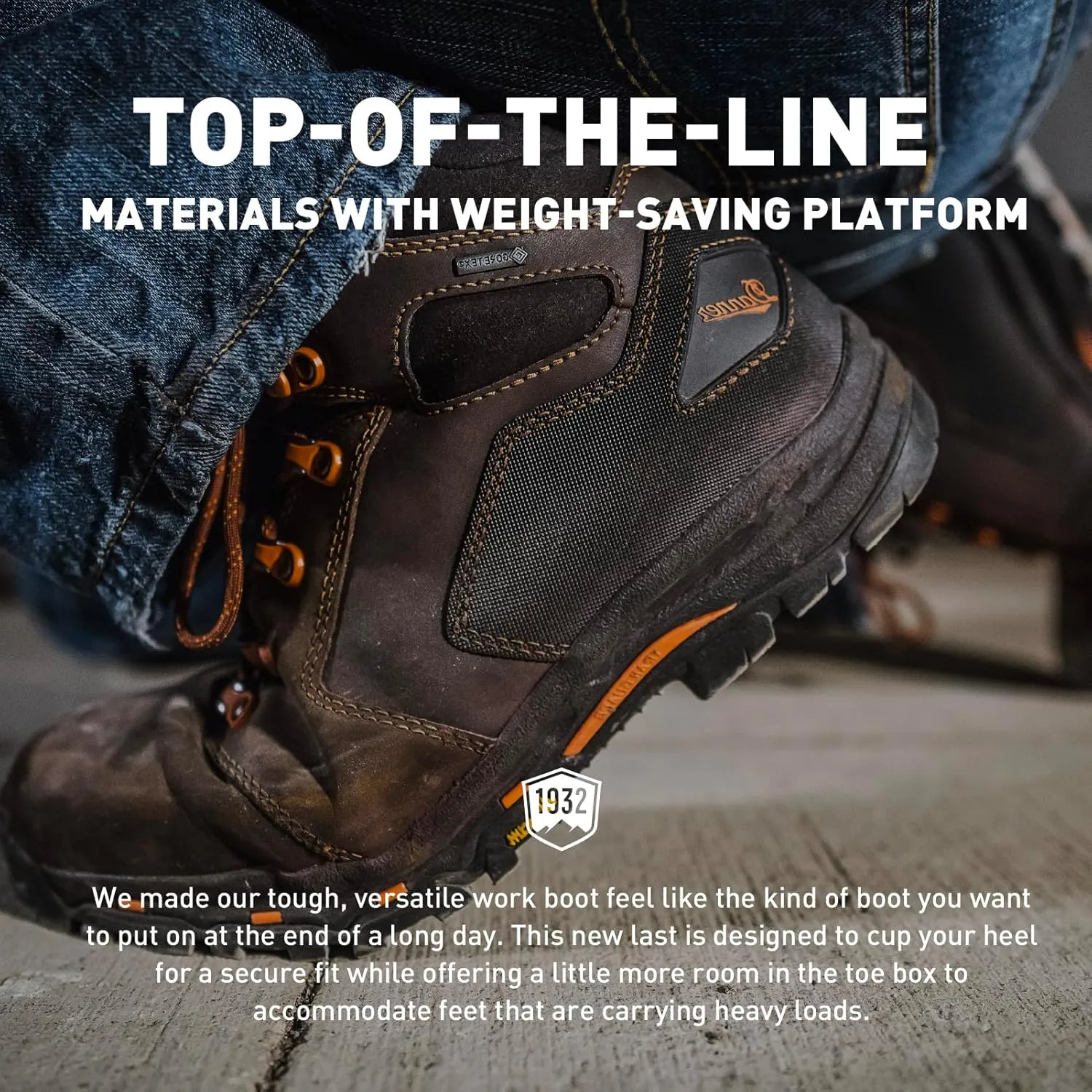 Danner Vicious 4.5 Composite Toe Work Boots for Men - Full-Grain Leather with Breathable Gore-Tex Lining, Speed Lace System & Non Slip Heel Outsole