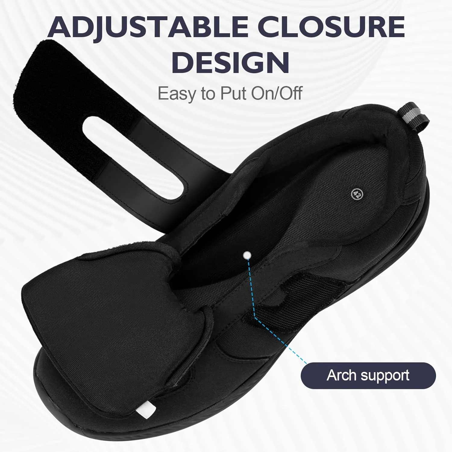 Diabetic Shoes for Women Men Extra Wide Shoes for Swollen Feet Adjustable Orthopedic Shoe Non Silp Neuropathy Walking Shoe for Elderly Foot