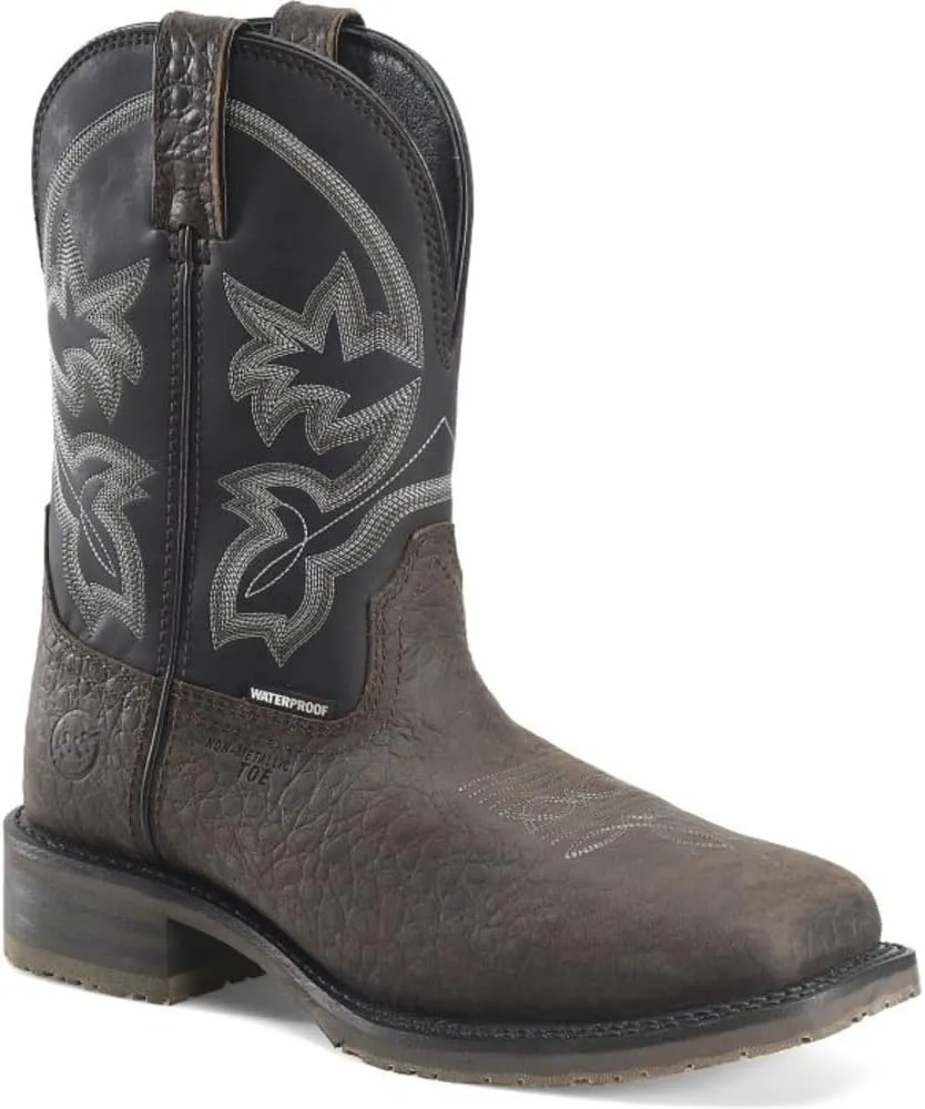 DOUBLE-H 10" Ronan Waterproof Composite Toe Work Boots for Men - Square Toe, with Mesh Lining and Oil- and Slip-Resistant I.C.E. Outsole, EH Rated