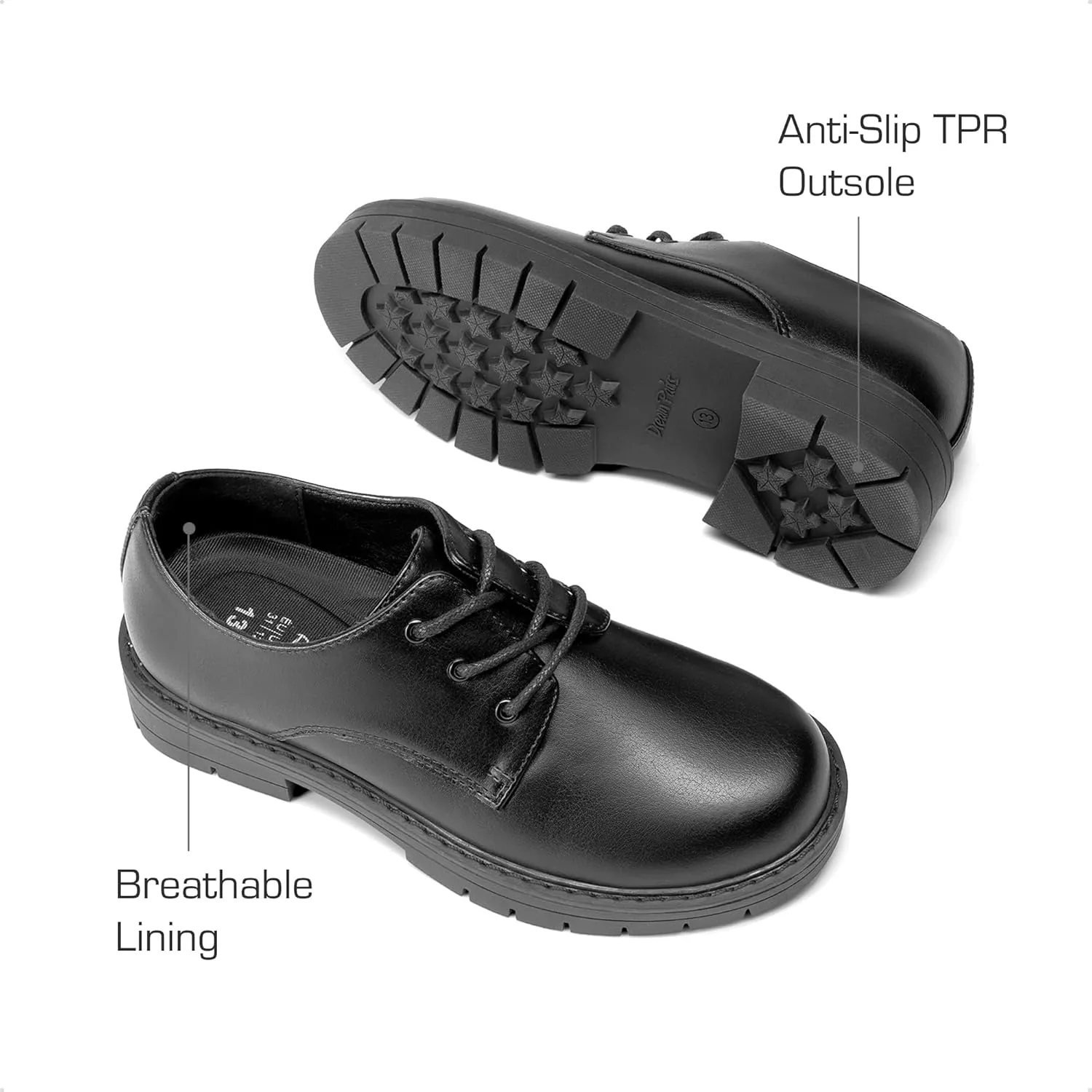 DREAM PAIRS Boys Girls Dress Shoes Kids Uniform Formal Classic Oxfords Lace-up for Toddler Little Big Kid