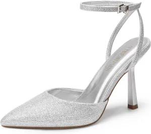 DREAM PAIRS High Heels for Women Closed Pointed Toe Dress Shoes for Women Ankle Strap Stiletto Heel Party Wedding Sexy Pump Shoes