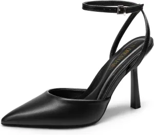 DREAM PAIRS High Heels for Women Closed Pointed Toe Dress Shoes for Women Ankle Strap Stiletto Heel Party Wedding Sexy Pump Shoes