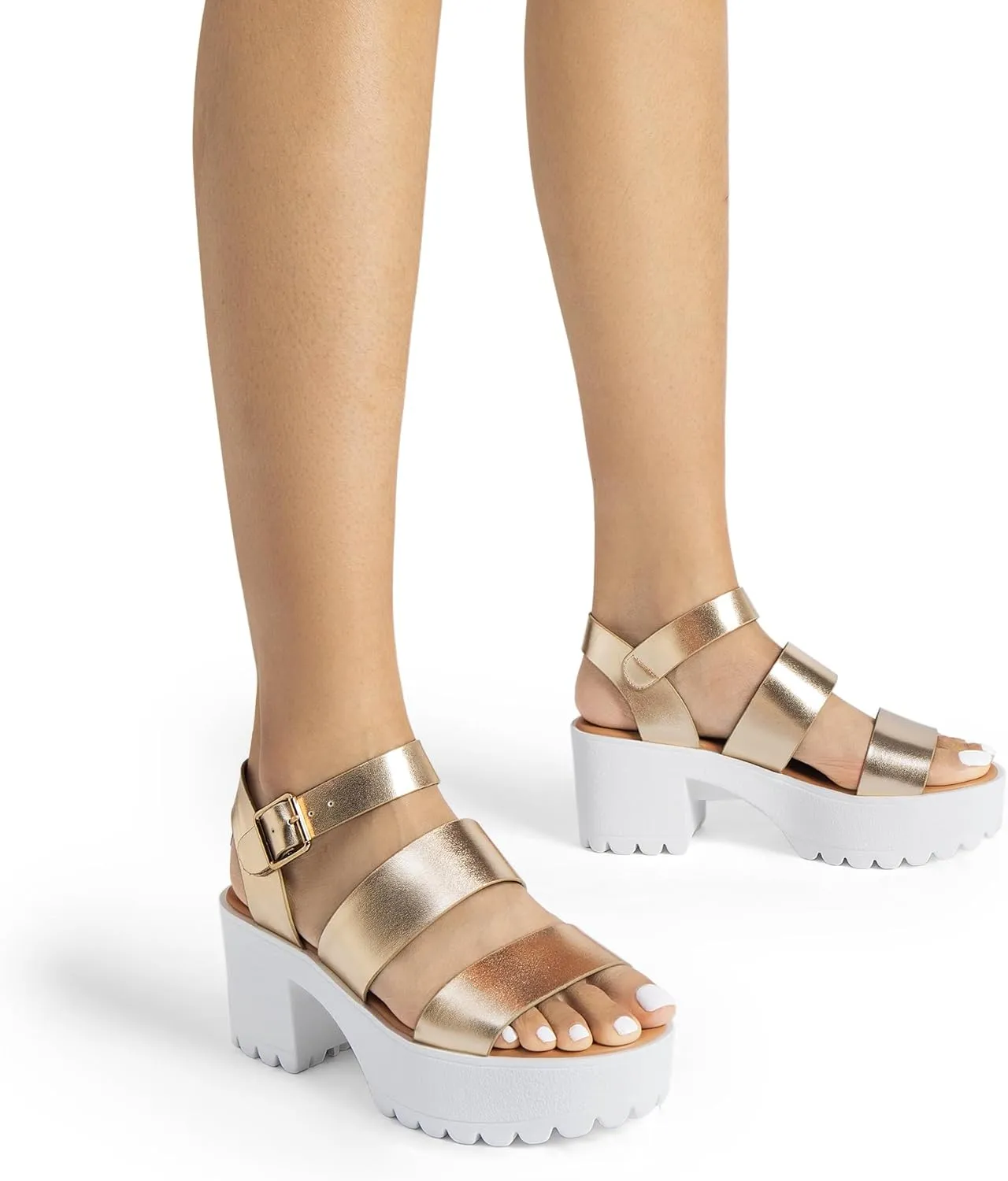 DREAM PAIRS Platform Heels for Women Lightweight Chunky Open Toe Stylish Comfortable Fisherman Sandals with Adjustable Ankle Strap