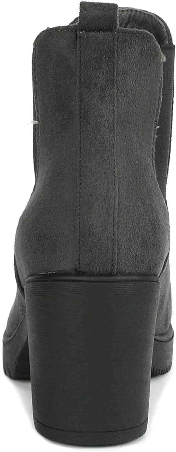 DREAM PAIRS Women's High Chunky Heel Chelsea Ankle Boots Slip On Elastic Fall Heeld Booties Shoes