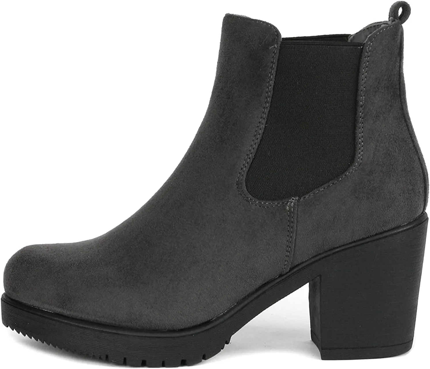 DREAM PAIRS Women's High Chunky Heel Chelsea Ankle Boots Slip On Elastic Fall Heeld Booties Shoes