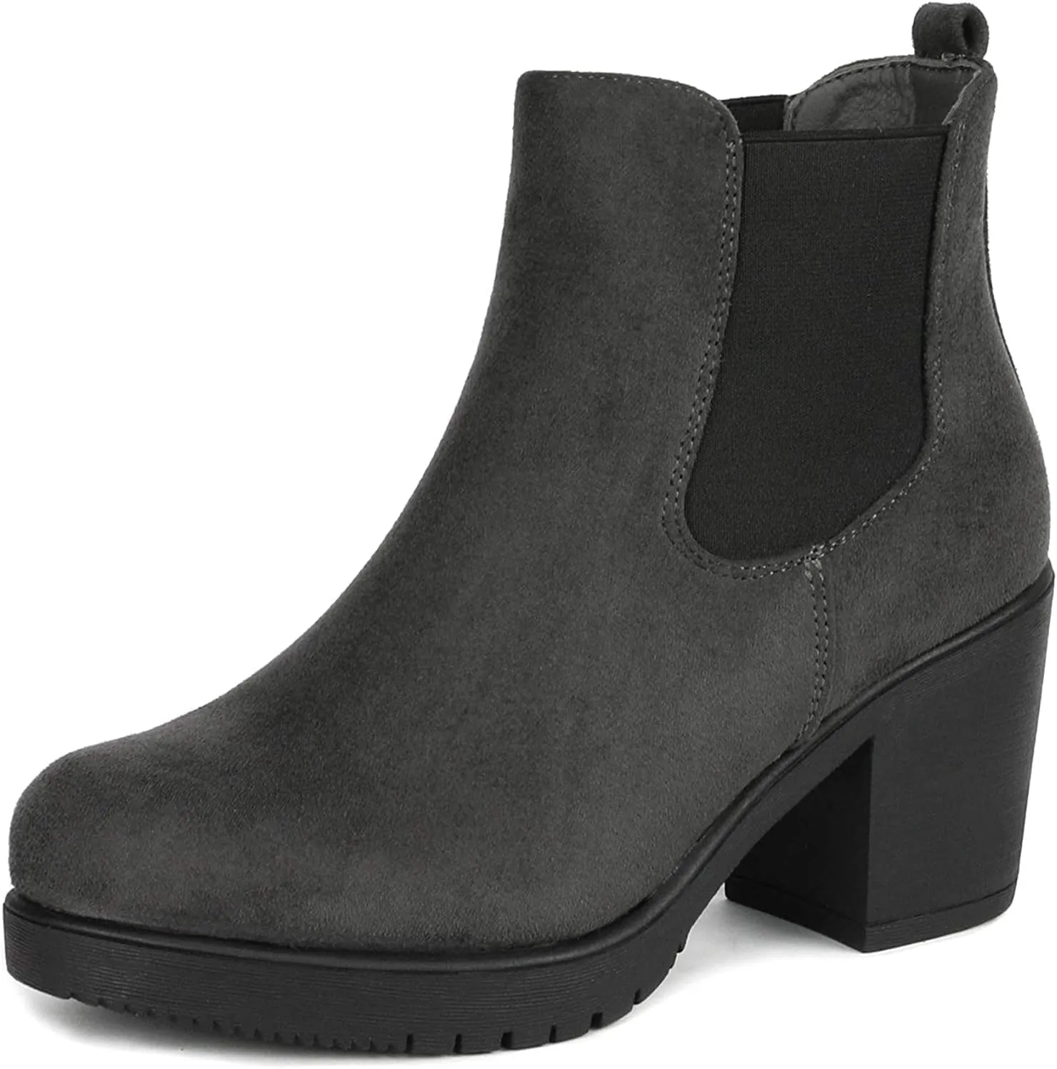 DREAM PAIRS Women's High Chunky Heel Chelsea Ankle Boots Slip On Elastic Fall Heeld Booties Shoes