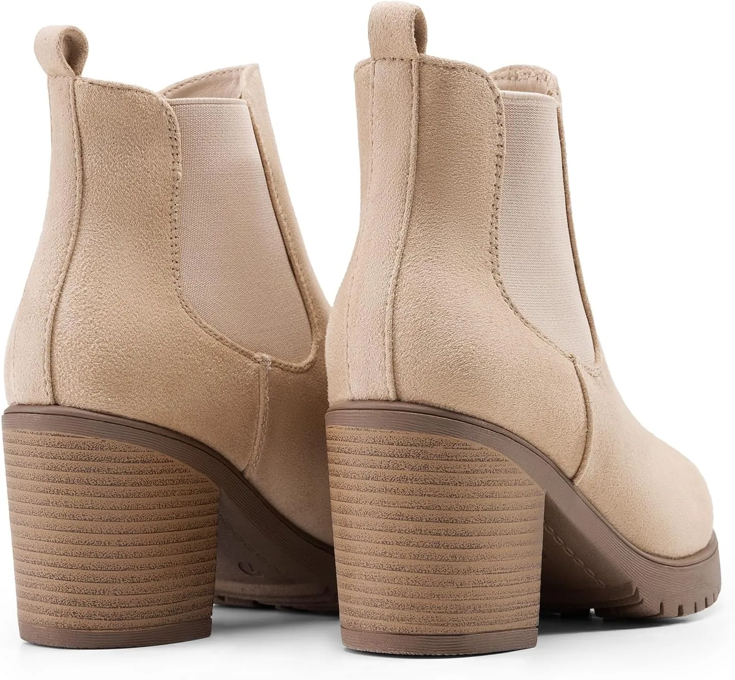 DREAM PAIRS Women's High Chunky Heel Chelsea Ankle Boots Slip On Elastic Fall Heeld Booties Shoes