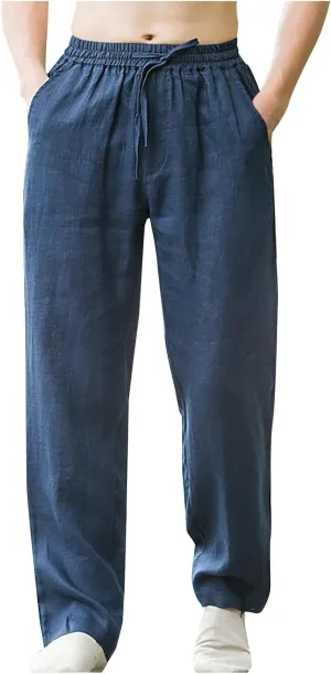 Dress Pants for Men Loose Fit Wide Leg Lounge Trousers Beach Wear Yoga Joggers Chinos Casual Summer Pants with Pocket