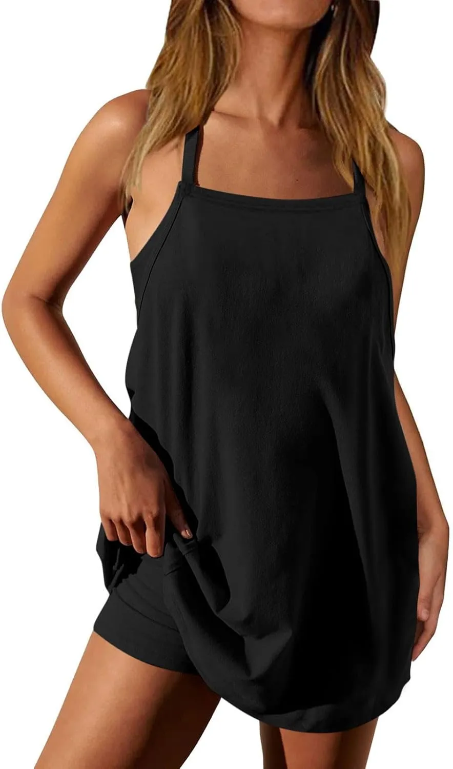 Dress with Shorts Underneath for Women Summer Sleeveless Romper Dresses Active Workout Dress with Built in Shorts