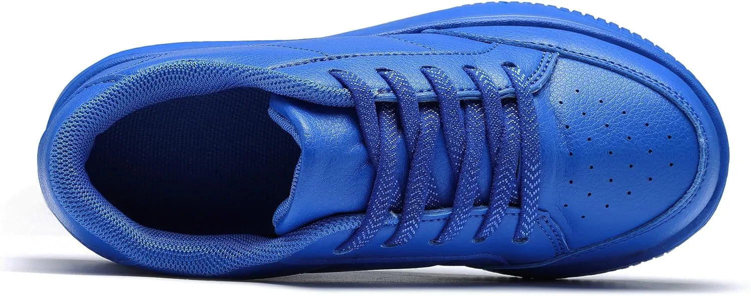 DSWED Unisex-Child Leather Lightweight Breathable Knit Athletic Running Sneakers for Kids Shoes for Boys Girls