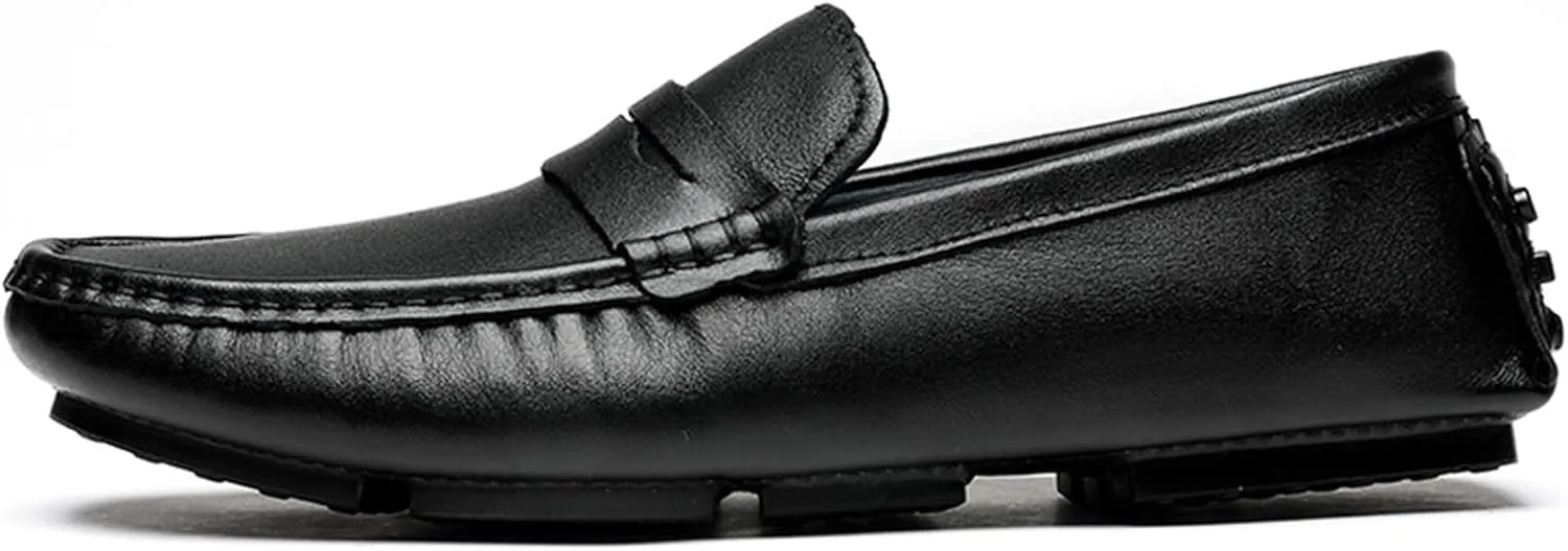 Easy to Put and Remove. Shoes Smoking Loafer for Men Penny Loafer Vegan Leather Stitching Details Round Toe Lightweight Anti-Slip Flexible Flat Heel Resistant Driving for All Occasions