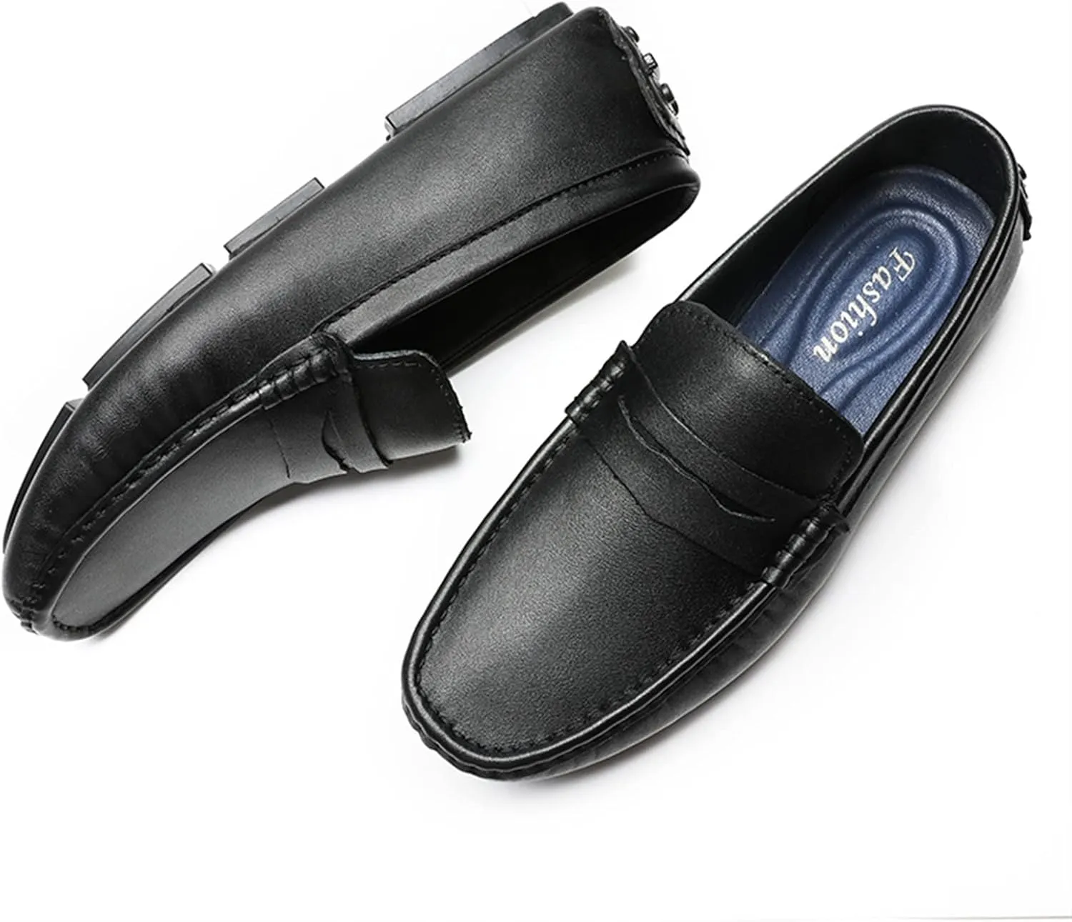 Easy to Put and Remove. Shoes Smoking Loafer for Men Penny Loafer Vegan Leather Stitching Details Round Toe Lightweight Anti-Slip Flexible Flat Heel Resistant Driving for All Occasions