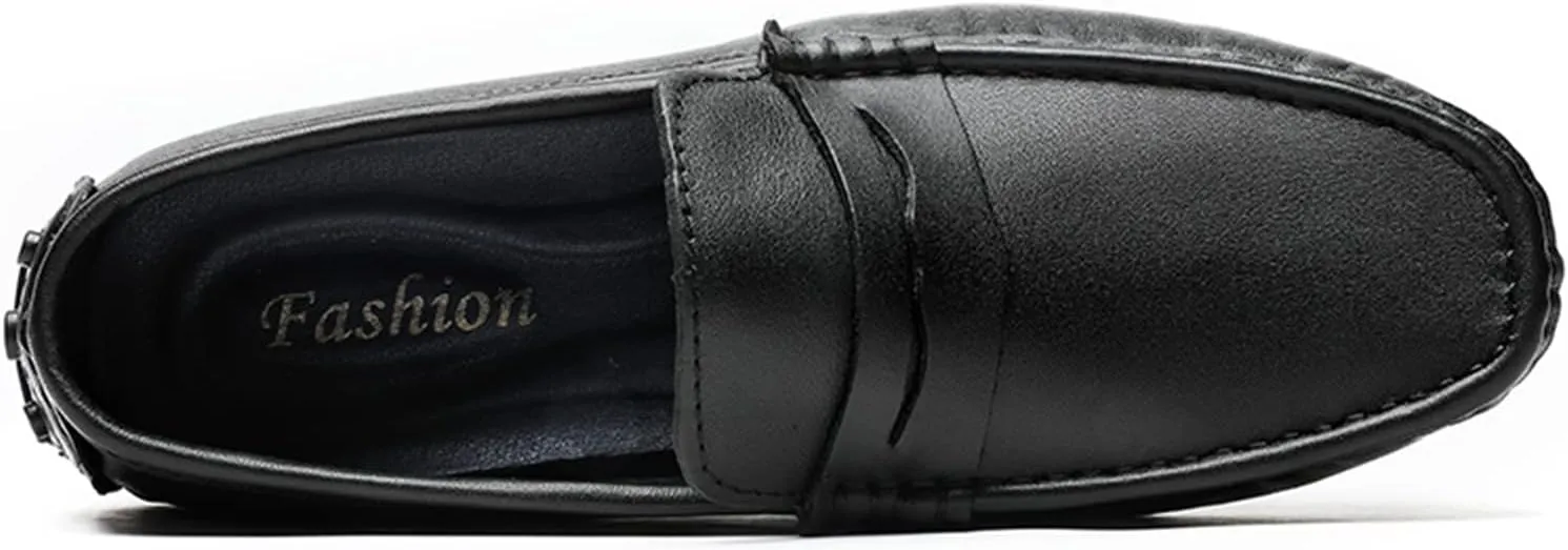 Easy to Put and Remove. Shoes Smoking Loafer for Men Penny Loafer Vegan Leather Stitching Details Round Toe Lightweight Anti-Slip Flexible Flat Heel Resistant Driving for All Occasions