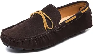 Easy to Put and Remove. Smoking Loafer Driving Moccasins for Men Vegan Leather Deck Shoes Stitching Details Suede Vamp Rubber Sole Resistant Flexible Flat Heel Lightweight for All Occasions