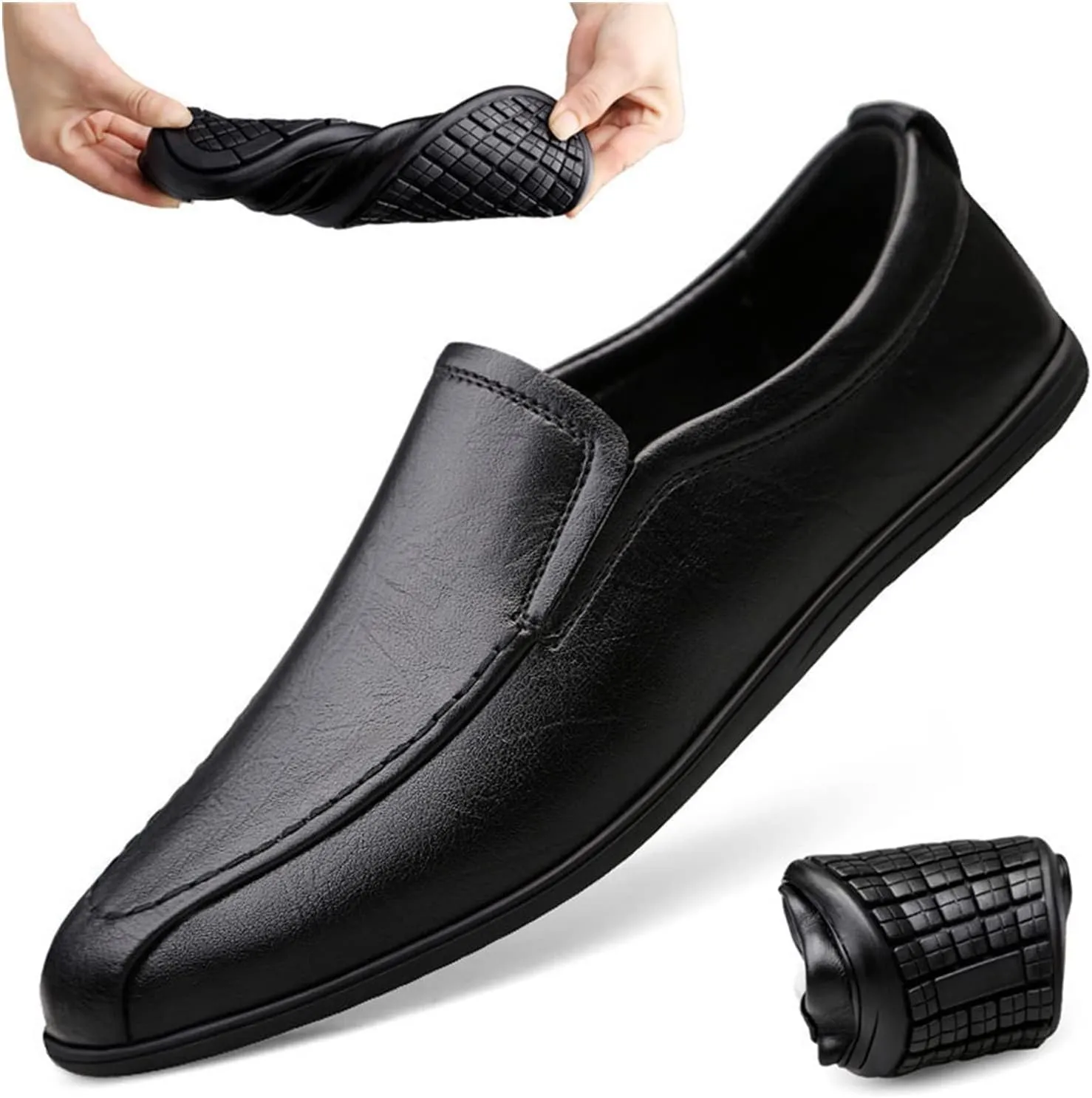Easy to Put and Remove. Smoking Loafer Driving Moccasins for Men Vegan Leather Round Toe Breathable Flexible Resistant Lightweight Driving Slip on for All Occasions