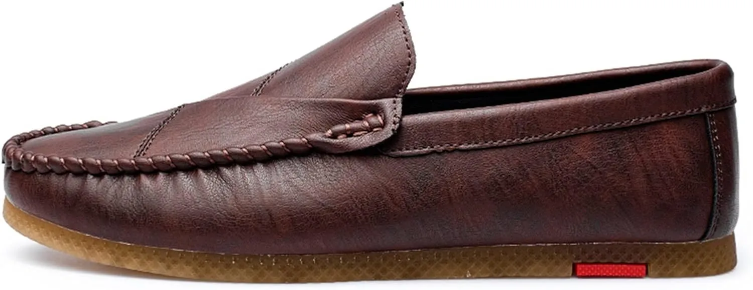 Easy to Put and Remove. Smoking Loafer for Men Vegan Leather Stitching Details Round Toe Resistant Anti-Slip Flexible Driving Slip on for All Occasions