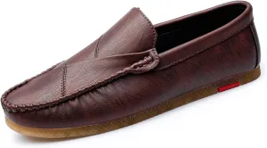 Easy to Put and Remove. Smoking Loafer for Men Vegan Leather Stitching Details Round Toe Resistant Anti-Slip Flexible Driving Slip on for All Occasions