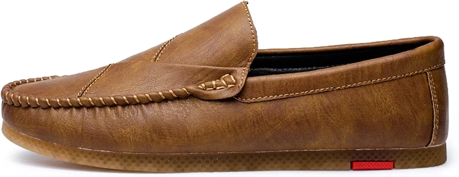 Easy to Put and Remove. Smoking Loafer for Men Vegan Leather Stitching Details Round Toe Resistant Anti-Slip Flexible Driving Slip on for All Occasions