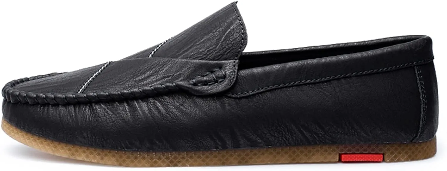 Easy to Put and Remove. Smoking Loafer for Men Vegan Leather Stitching Details Round Toe Resistant Anti-Slip Flexible Driving Slip on for All Occasions