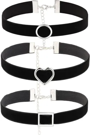 Eigso 6-10 Pcs Gothic Velvet Ribbon Chokers Necklaces for Women Men Gothic Tattoo Lace Adjustable Choker Set