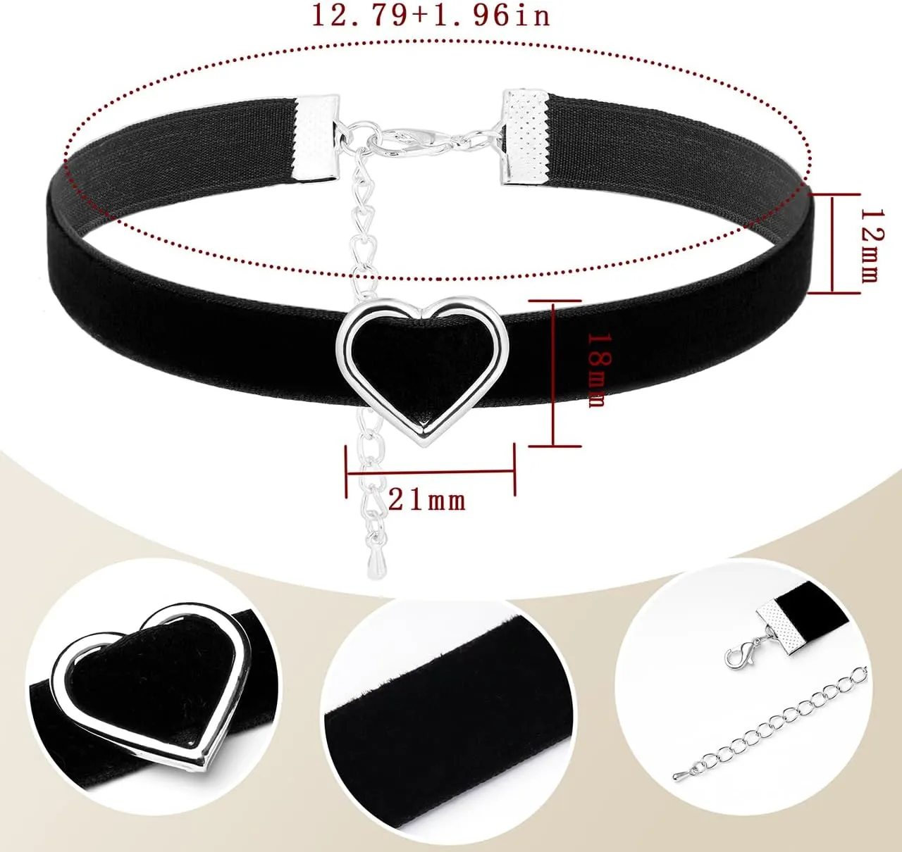 Eigso 6-10 Pcs Gothic Velvet Ribbon Chokers Necklaces for Women Men Gothic Tattoo Lace Adjustable Choker Set