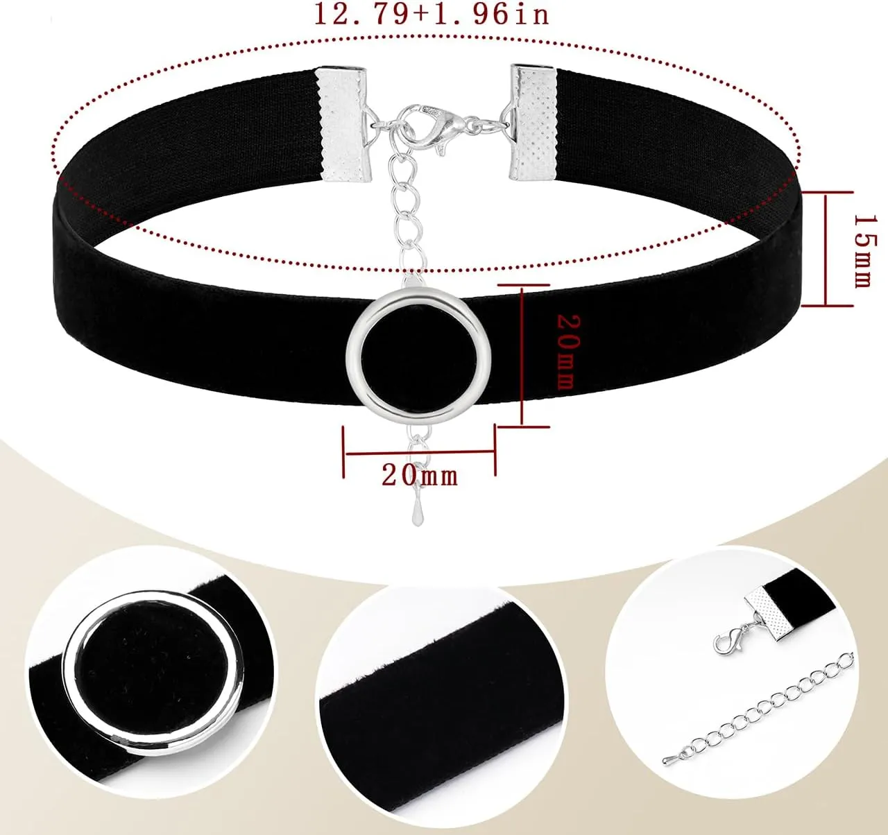 Eigso 6-10 Pcs Gothic Velvet Ribbon Chokers Necklaces for Women Men Gothic Tattoo Lace Adjustable Choker Set