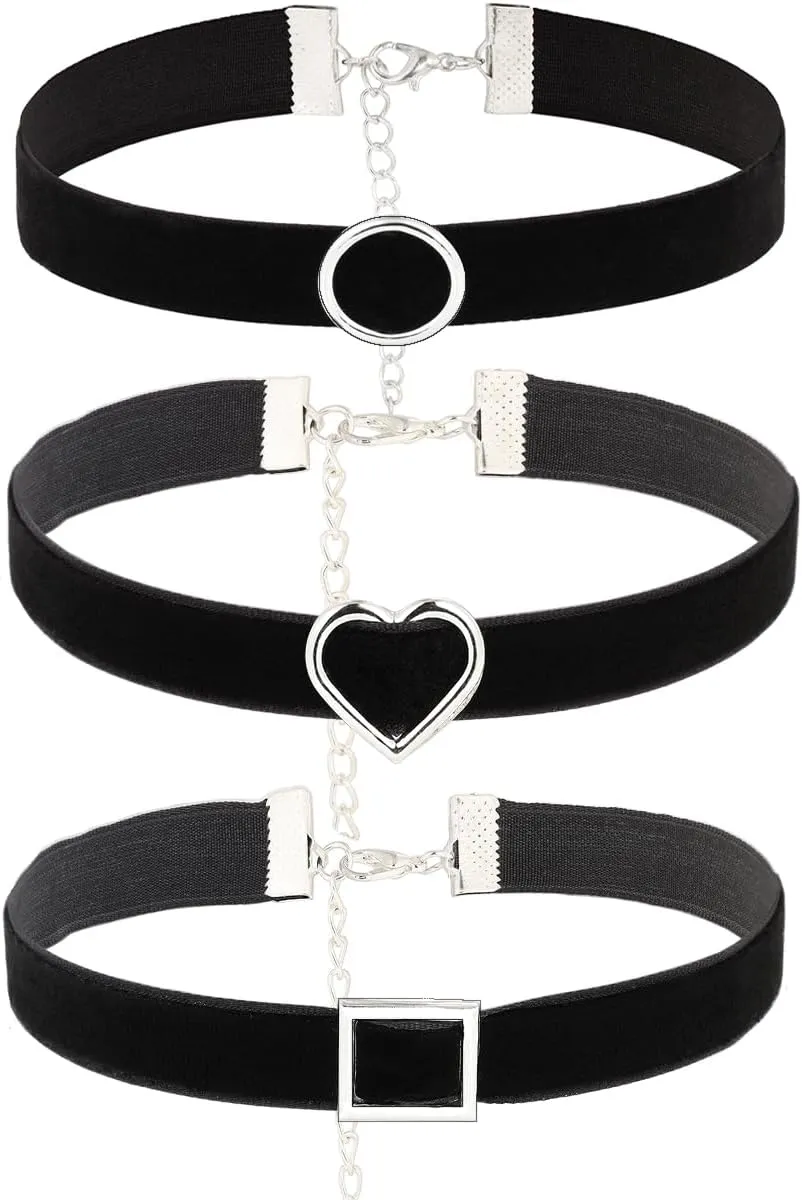 Eigso 6-10 Pcs Gothic Velvet Ribbon Chokers Necklaces for Women Men Gothic Tattoo Lace Adjustable Choker Set