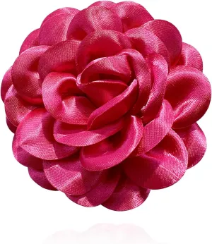 Elegant Large Rose Flower Brooches Lapel Pins Handmade Dainty Satin Fabric Brooches Big Camellia Flower Brooch Pin for Women Wedding Part Dance Dress Suit Clothes Accessories Jewelry