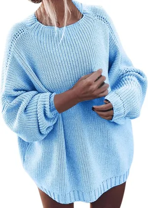 Fall Sweaters for Women Crew Neck Cable Knit Pullover Sweaters Batwing Sleeve Loose Fit Solid Outfit Fall Winter Fashion 2023