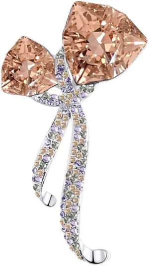 Fashion Bow Brooch Temperament Chest Collar Flower Brooch Suit Silk Scarf Buckle(Color:Champagne)