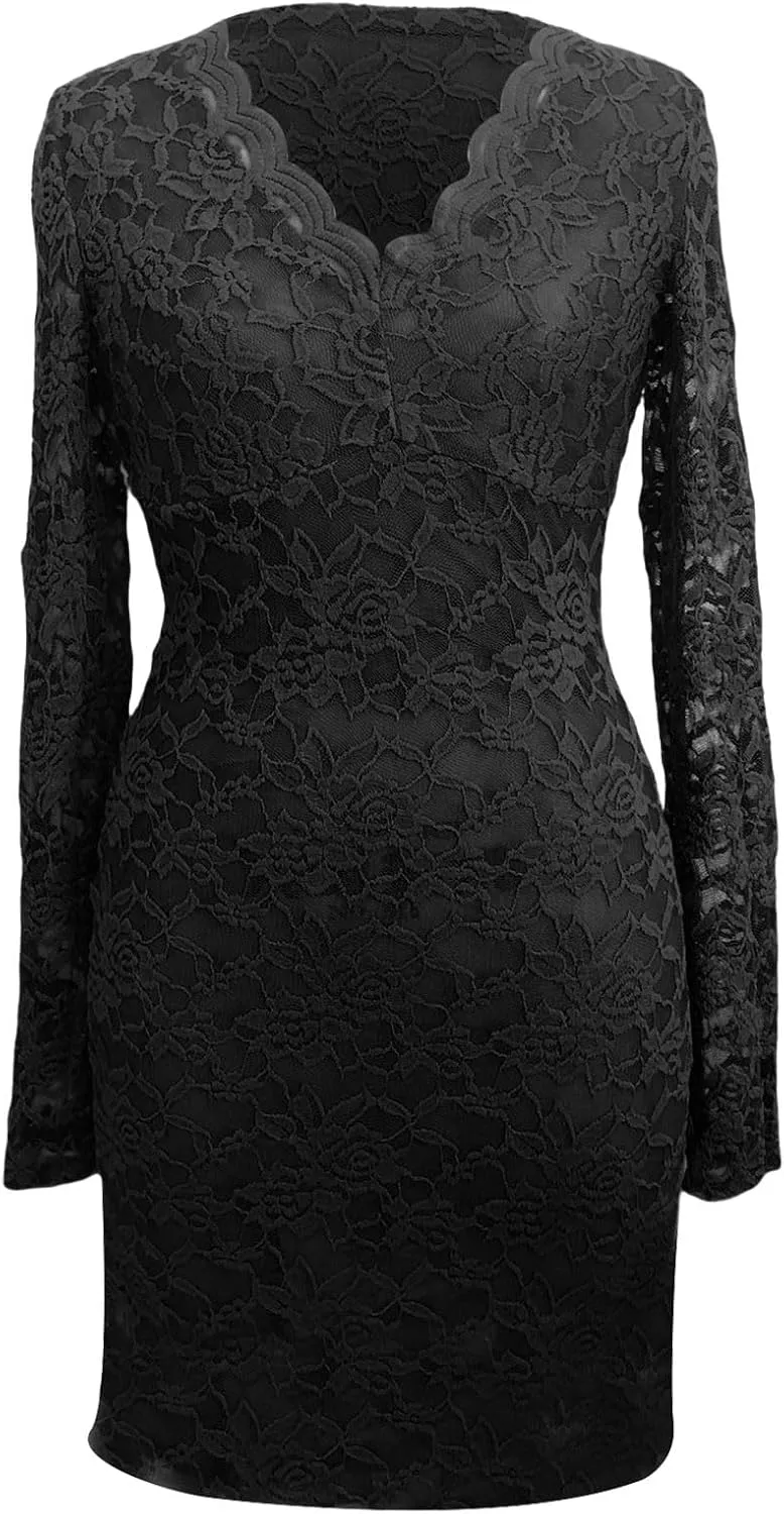 Fashion Plus Size Lace Dress Chiffon Wrap V Neck Bodycon Pencil Dresses Women Cocktail Party Guest Mini Dress Clubwear