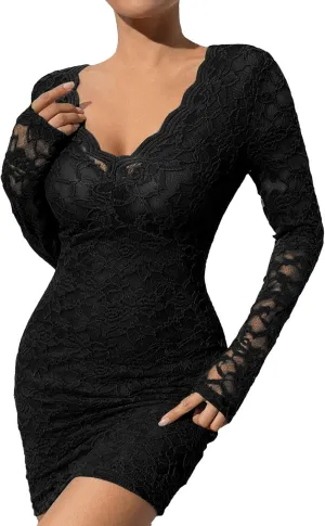 Fashion Plus Size Lace Dress Chiffon Wrap V Neck Bodycon Pencil Dresses Women Cocktail Party Guest Mini Dress Clubwear
