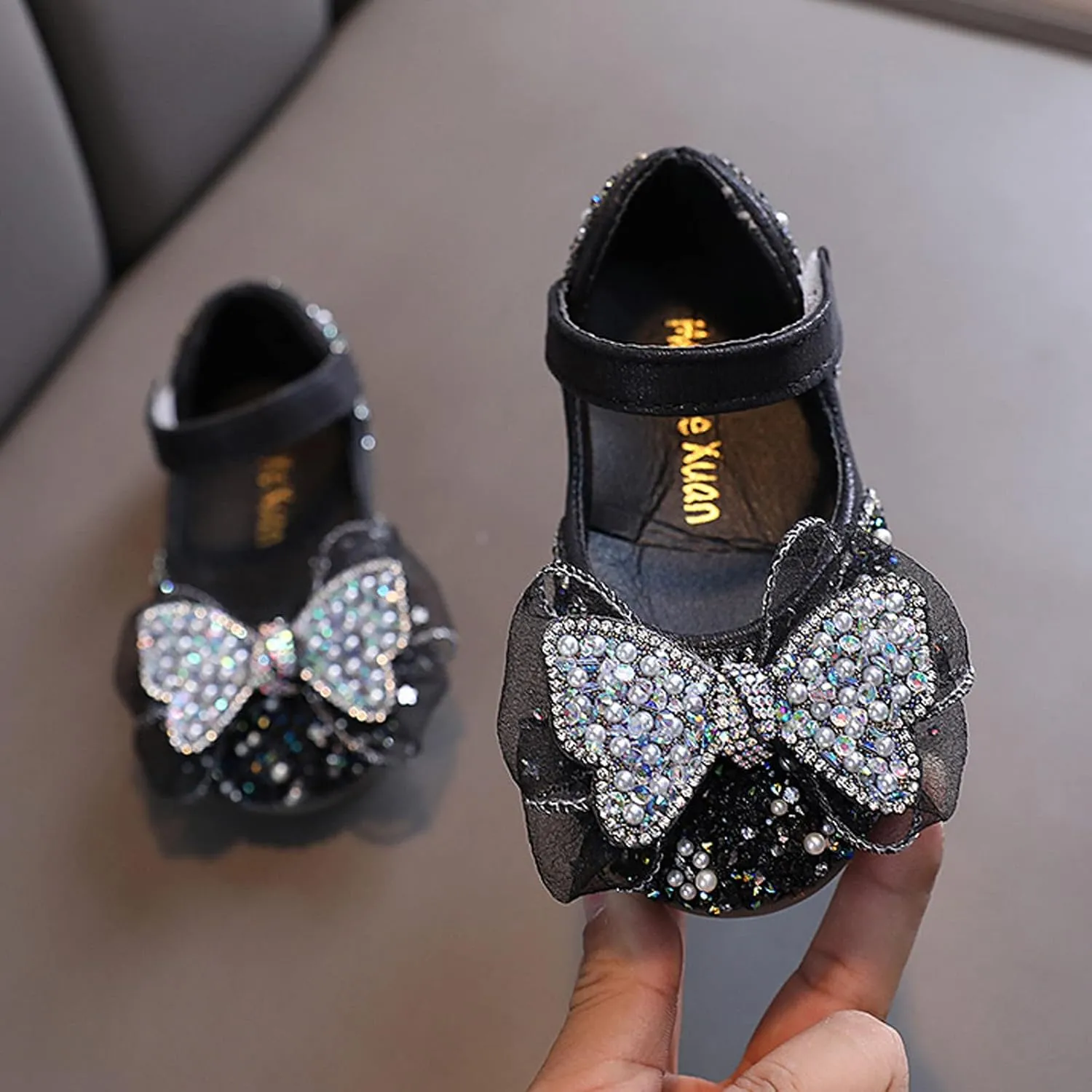 Fashion Summer Girls Dance Shoes Princess Dress Performance Shoes Pearl Sequin Ribbon Bow Toddler Girl Shoes Size 6 (Black, 2.5-3 Years Toddler)