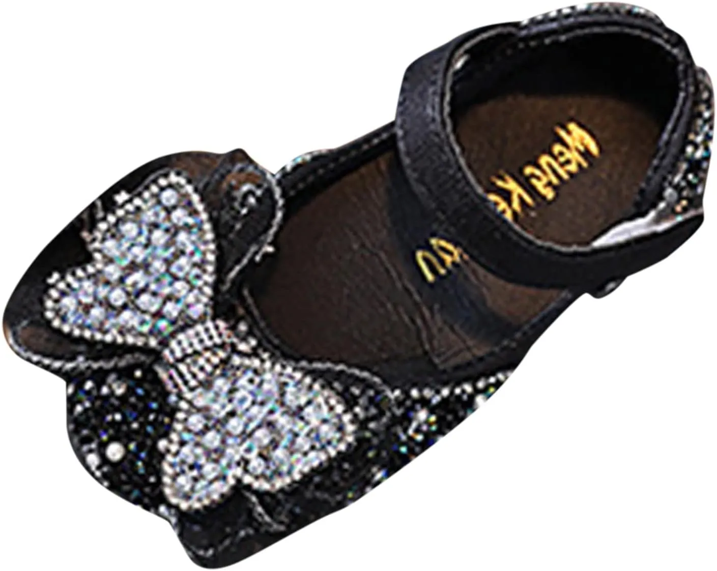 Fashion Summer Girls Dance Shoes Princess Dress Performance Shoes Pearl Sequin Ribbon Bow Toddler Girl Shoes Size 6 (Black, 2.5-3 Years Toddler)